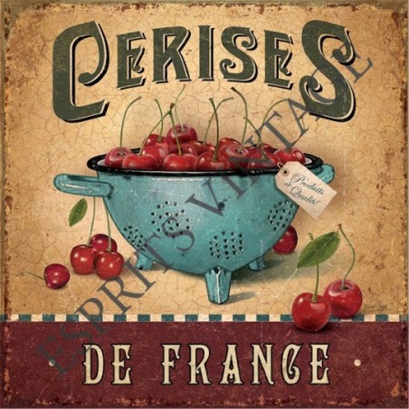 Dessous de plat 20x20 cm saladier gourmand de cerises francaise