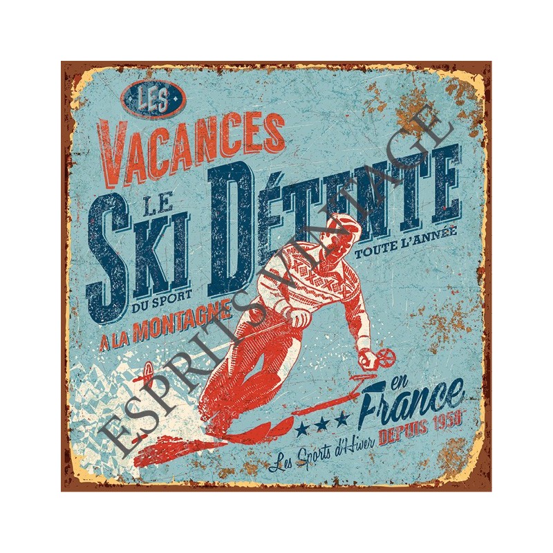 Dessous de plat 20x20 cm vacances à la montagne ski détente