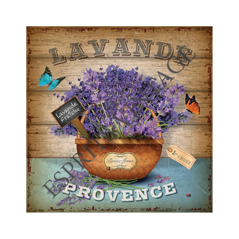Plateau métal 18 x 24 cm panier lavande de provence 1er choix