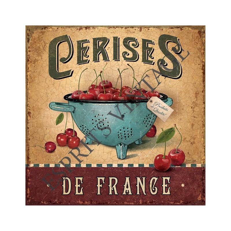 Plateau métal 18 x 24 cm saladier gourmand de cerises francaise