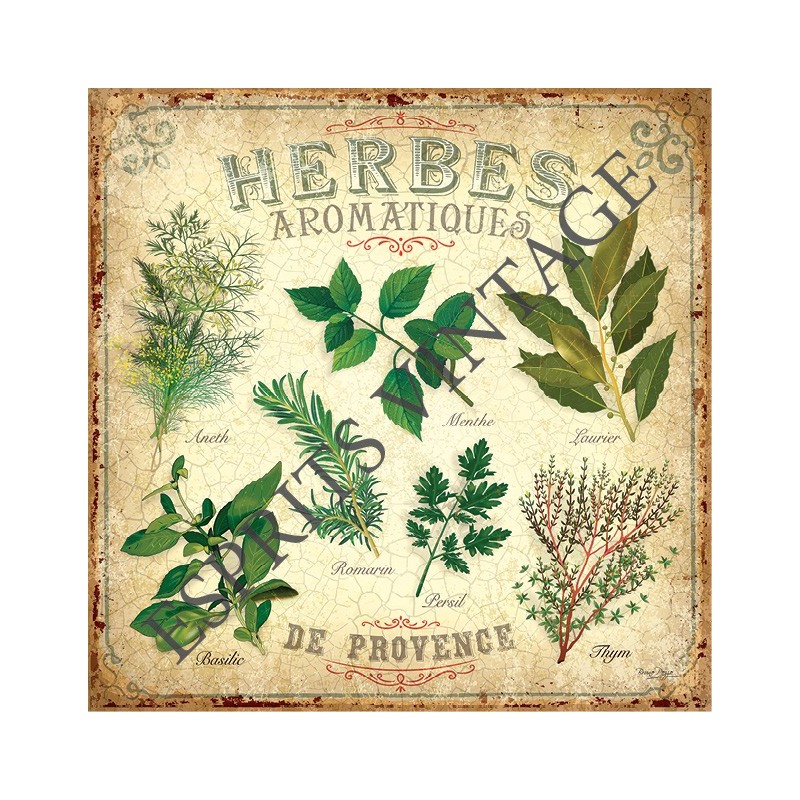 Plateau métal 18 x 24 cm assortiment d'herbes aromatiques de Provence