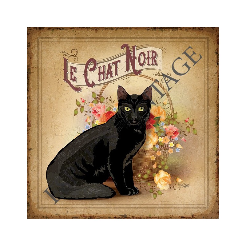 Plateau métal 18 x 24 cm le chat noir authentique
