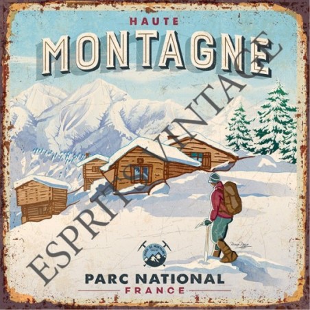 Plateau métal 18 x 24 cm le parc national en haute montagne francaise 