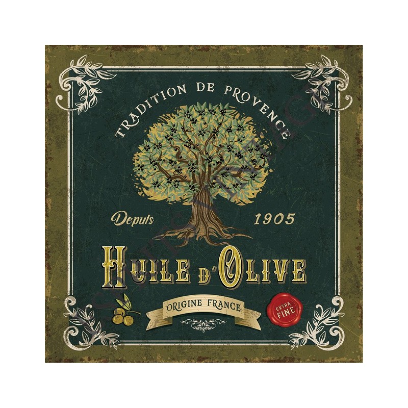 Plateau métal 18 x 24 cm la traditionnelle huile d'olive provencale