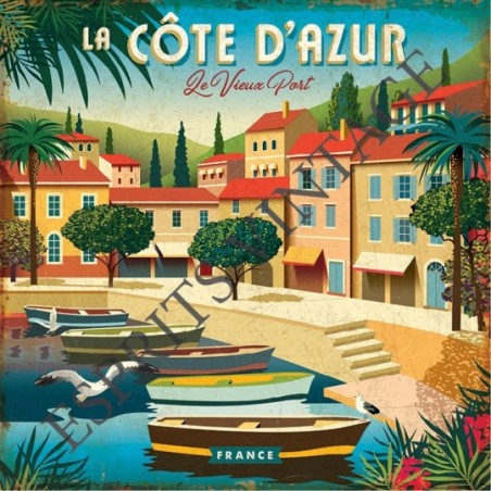 Plateau métal 18 x 24 cm le vieux port cote d'azur