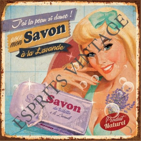 Patère 12 x 30 cm affiche publicitaire de pin-up pour du savon provencale 