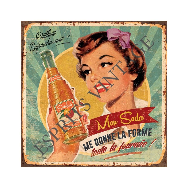 Patère 12 x 30 cm un décor publicitaire mettant en scène une pin-up et son soda 