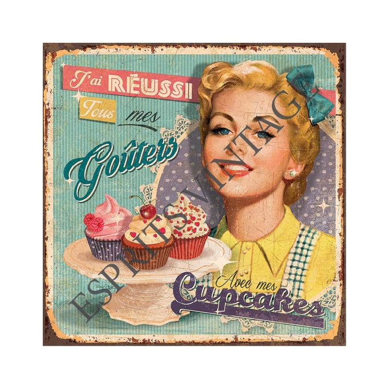 Patère 12 x 30 cm affiche de publicité vintage pour des cupcakes