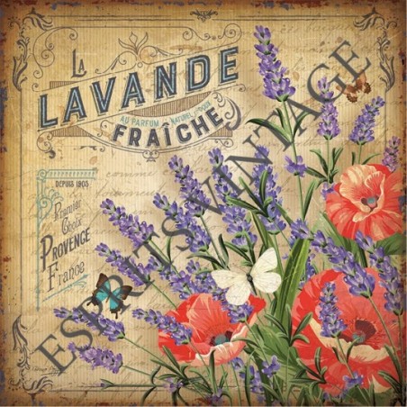 Patère 12 x 30 cm lavande et coquelicots de provence