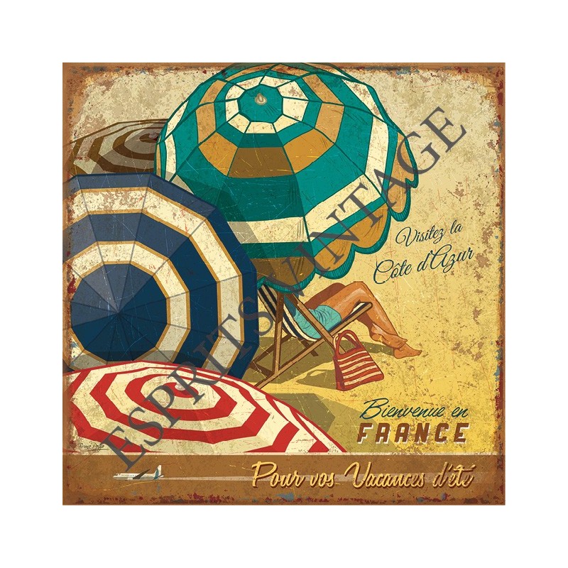 Dessous de plat 20x20 cm plage remplie de parasol coloré