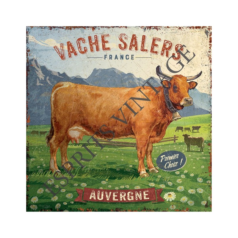 Dessous de plat 20x20 cm la vache salers marron