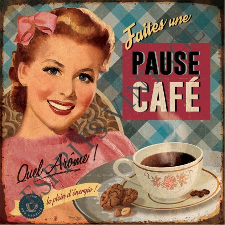 Set de table 30x42 cm une publicité vintage sur le café style pin-up - Esprits Vintage