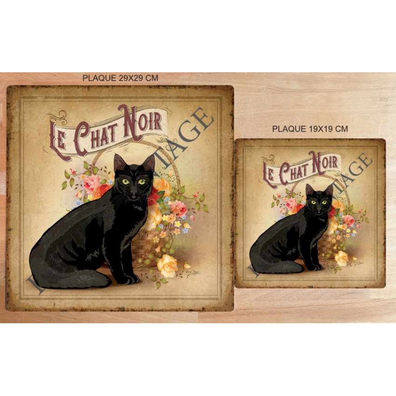 Plaque décorative - Métal - Chat énervé - 30x20 cm - Vintage