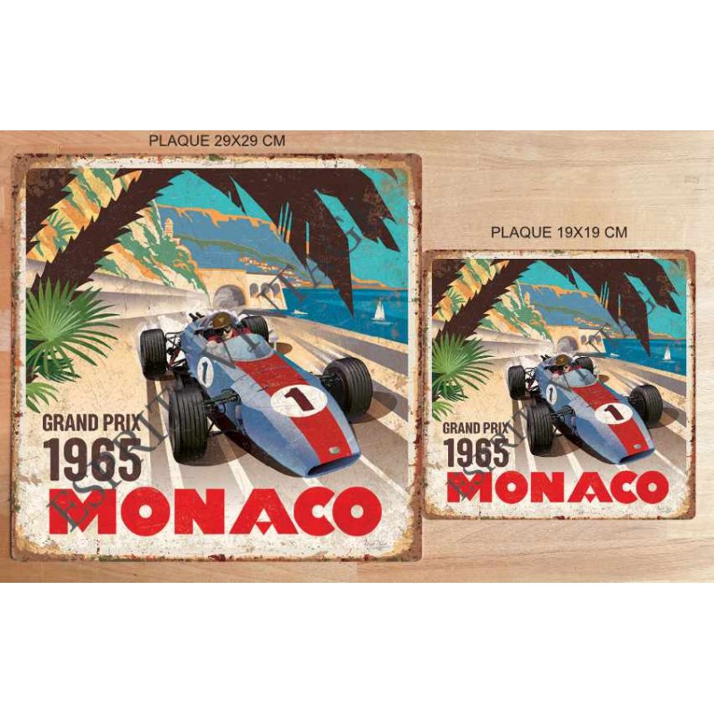 Plaque En étain Grand Prix De Monaco, 30x20 Cm, Voiture De Course Retro Vintage