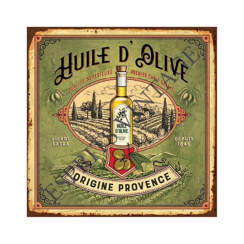 Dessous de plat 20x20 cm bouteille huile d'olive rustique