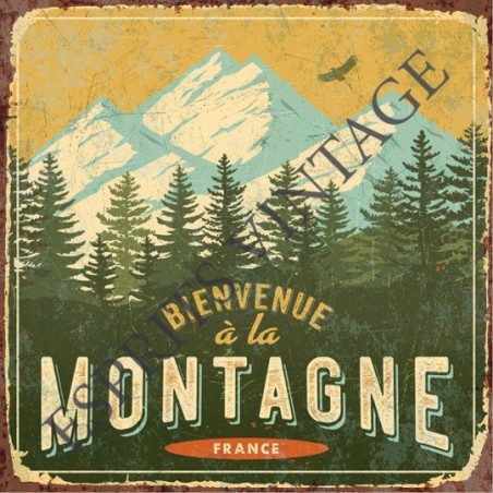 Dessous de plat 20x20 cm bienvenue à la montagne