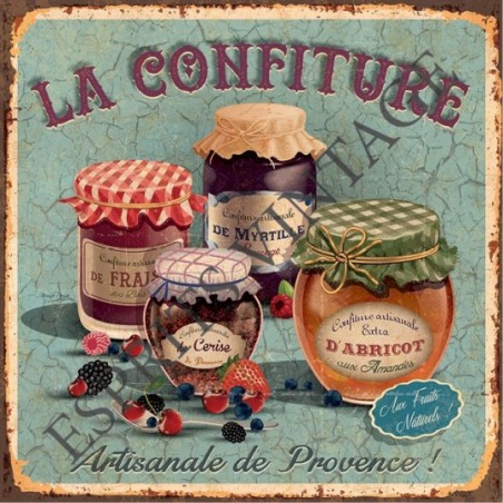 Plaque métal 19x19 19 x 19 cm la confiture artisanale de provence