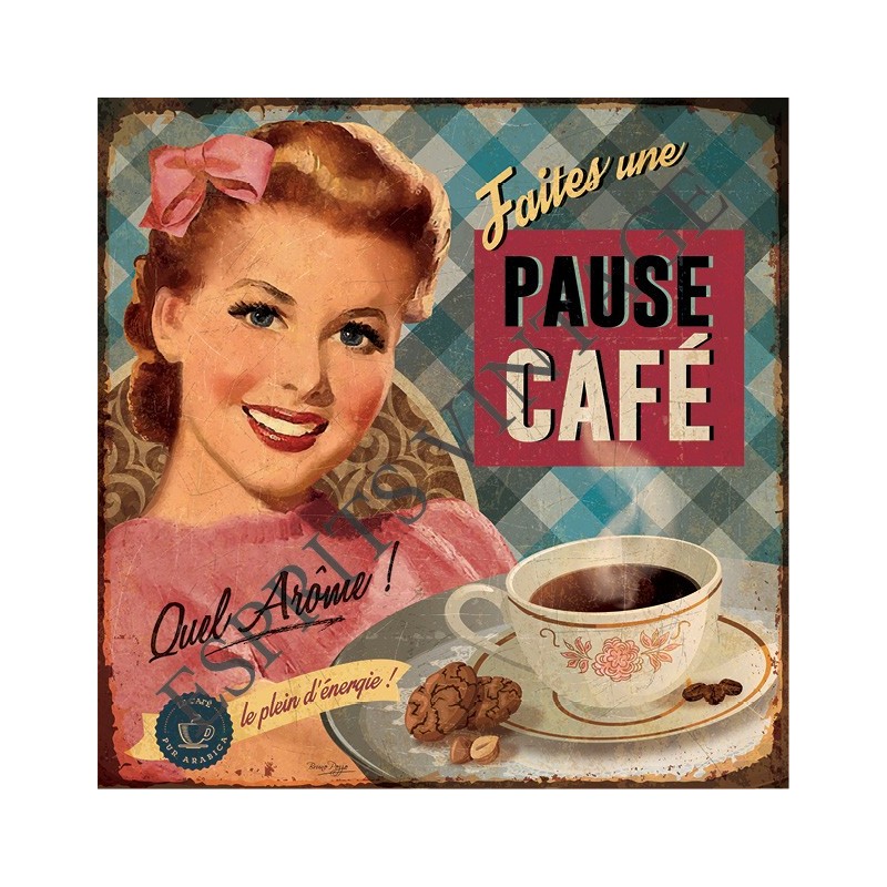 Dessous de plat 20x20 cm une publicité vintage sur le café style pin-up
