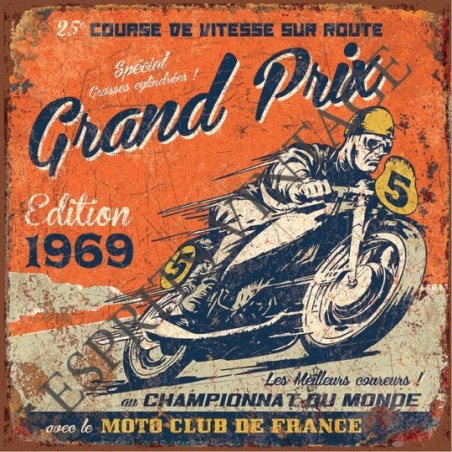 Plaque métal 19x19 19 x 19 cm grand prix 1969 championnat du monde sur route