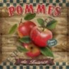 Plaque métal 19x19 19 x 19 cm pommes rouges naturelles francaise