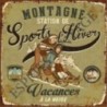 Plaque métal 19x19 19 x 19 cm sports d'hiver vacances en famille