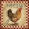 Plaque métal 19x19 19 x 19 cm la poule d'élevage damier rouge