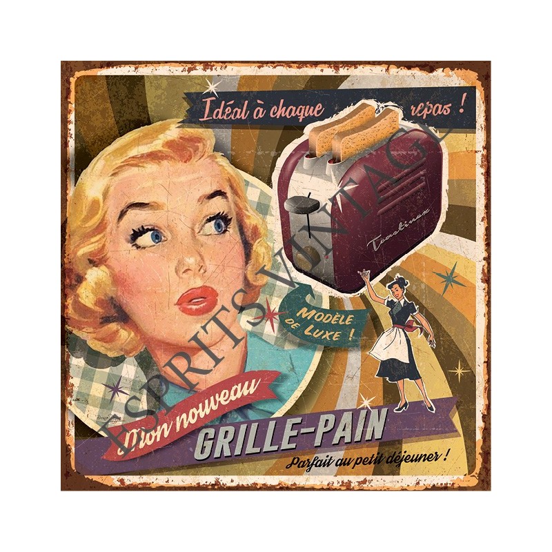 Dessous de plat 20x20 cm Une publicité de pin-up nous présentant un grille pain