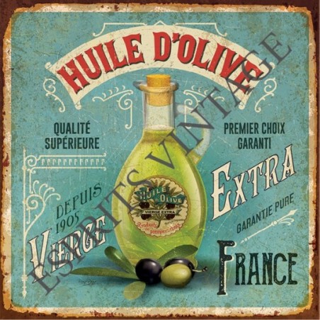 Plaque métal 19x19 19 x 19 cm huile d'olive de qualité superieure extra vierge