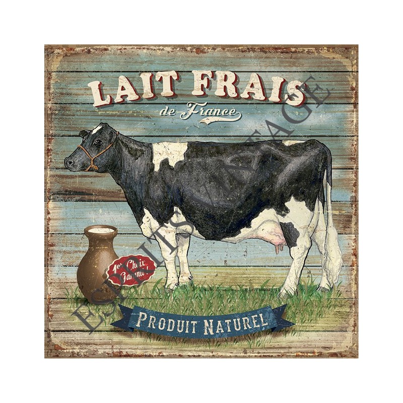 Plaque métal 29x29 29 x 29 cm la vache laitière et sa cruche de lait