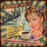 Plaque métal 29x29 29 x 29 cm affiche publicitaire boire un bon café pin-up
