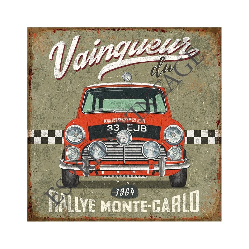 Plaque en métal 20 x 30 cm avec 4 aimants Rallye Automobile Monte Carlo Plaque en tôle
