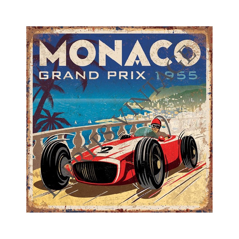 Grand Prix de Monaco, signe/Plaque métal rétro ou cadeau de cuisine aimant  de frigo, homme des cavernes, Garage, hangar -  France