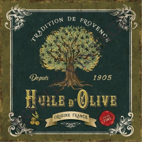 Plaque métal 29x29 29 x 29 cm la traditionnelle huile d'olive provencale