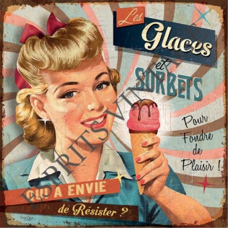 Décapsuleur 12 x 30 cm un décor publicitaire pour des glaces et sorbets stle pin-up