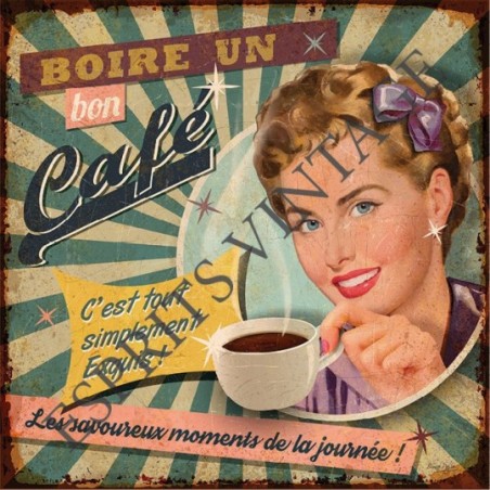 Décapsuleur 12 x 30 cm affiche publicitaire boire un bon café pin-up