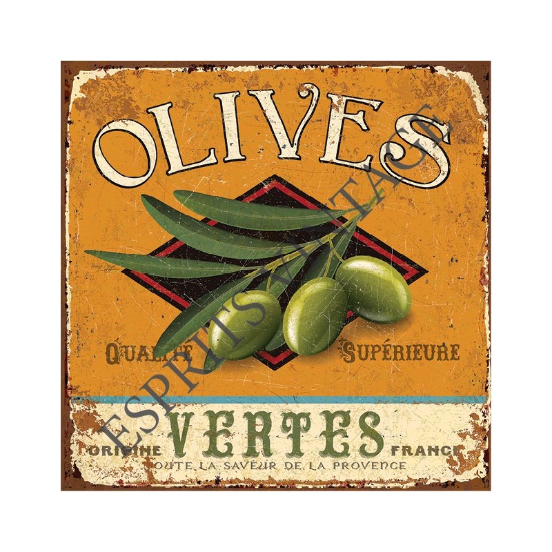 Dessous de plat 20x20 cm olives vertes qualité superieure fond orange
